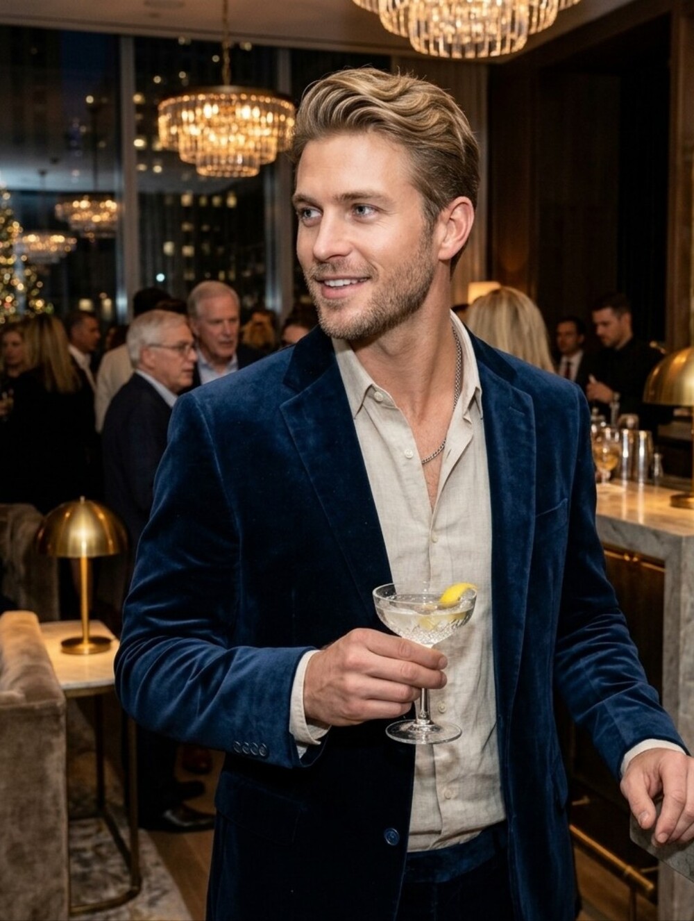 Dark Blue Velvet Blazer, 44L